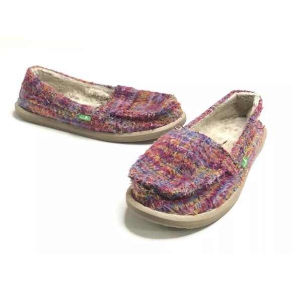 Sanuk Shoes - Sanuk Slip On Fluffy Shoes Women Size 8 Colorful